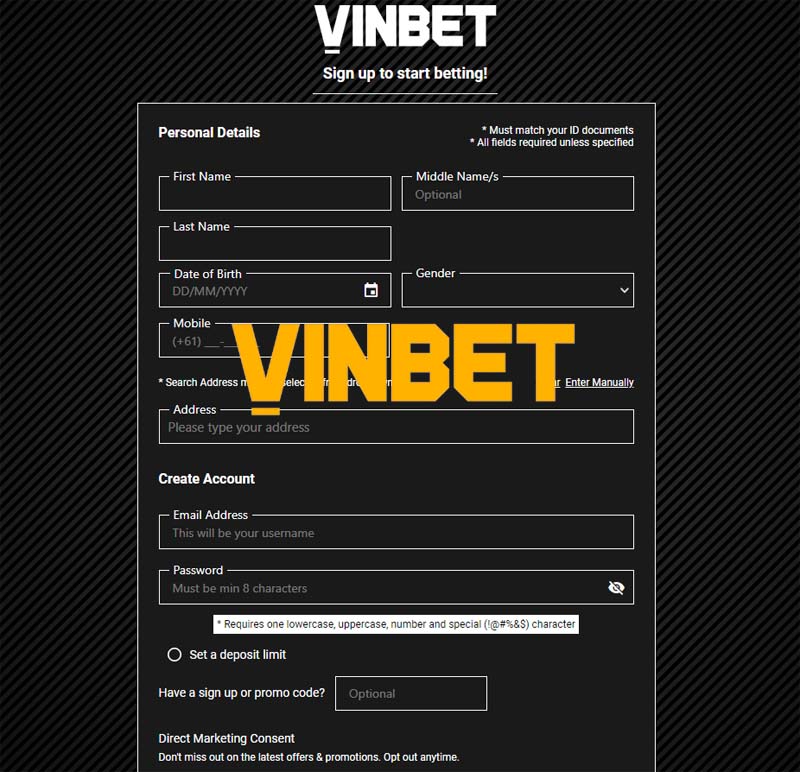 Quy trình đăng ký Vinbet